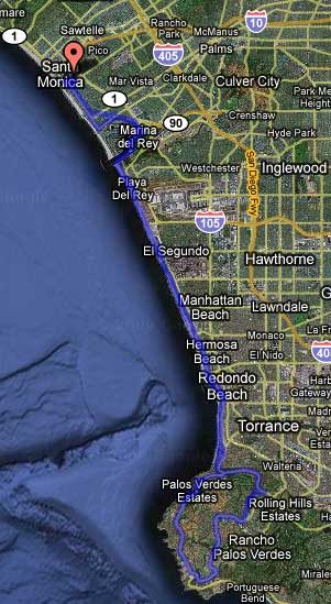 Santa Monica to Palos Verdes Santa Monica to Palos Verdes (click to view detail including mile markers)